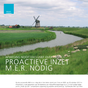 Proactieve inzet m.e.r. nodig